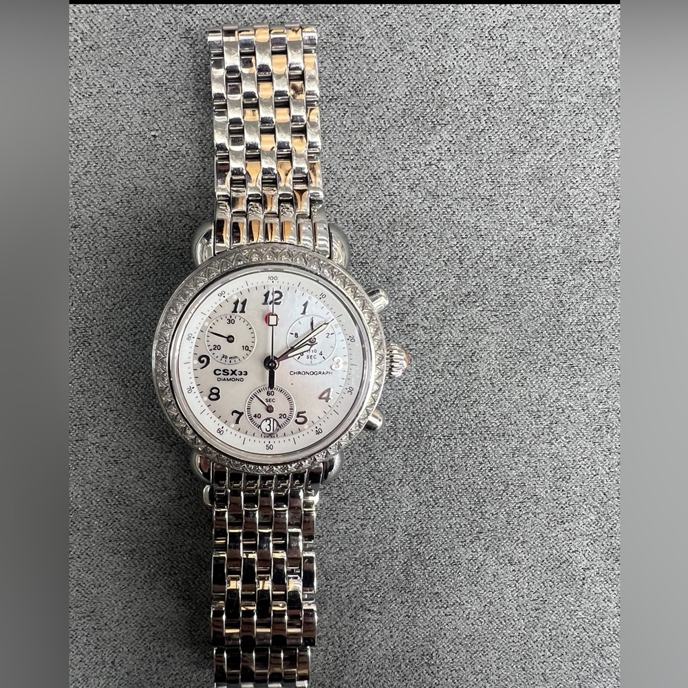 Women’s Watch , Michele Sidney Chronograph Stainless Steel Diamond